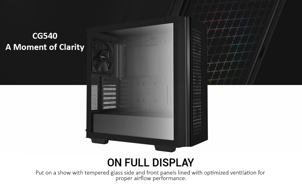 DeepCool CG540 High Airflow Mesh Tempered Glass w/ 4 Fans Pre-Installed - Black