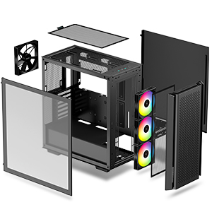DeepCool CG560 Airflow Focused Mesh Tempered Glass w/ 4 Fans Pre-Installed - Black