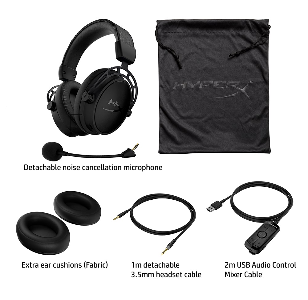 HP HyperX Cloud Alpha S 7.1 Surround Adjustable Bass Dual Chamber Noise Cancelling Mic - Blackout