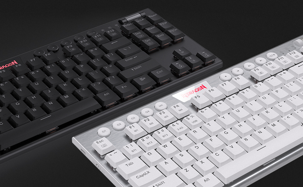 Redragon K621 Horus TKL RGB Mechanical Wire & Bluetooth & Wireless Low Profile Linear Red Switch - Black