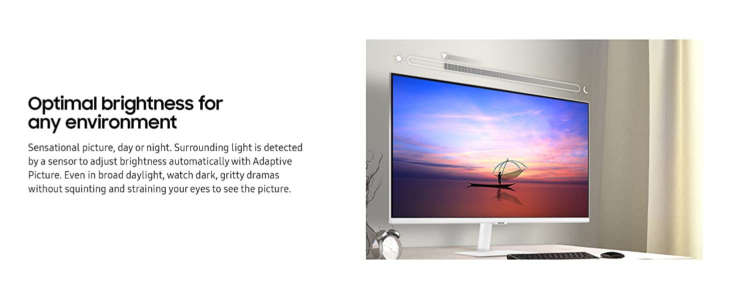 SAMSUNG 27\" M5 Smart w/ Netflix, YouTube, HBO, Prime Video and Apple TV , White