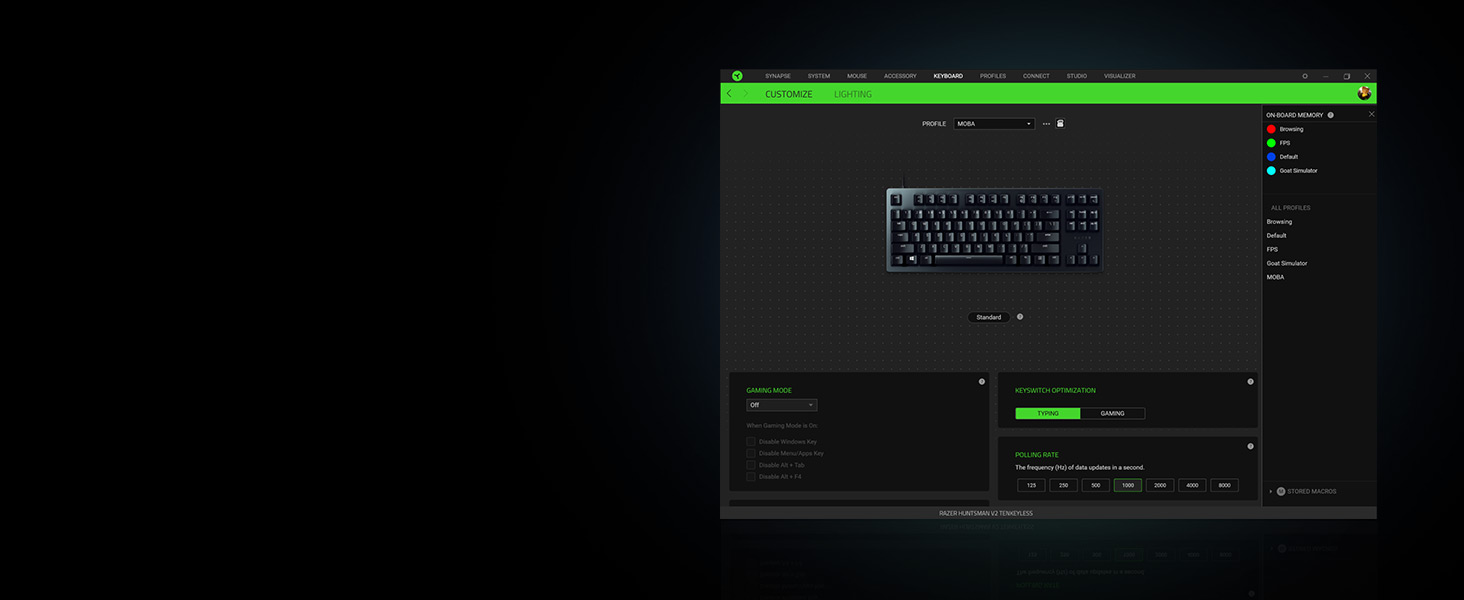 Razer Huntsman V2 Optical Fastest Linear Optical Switches - Ergonomic Wrist Rest