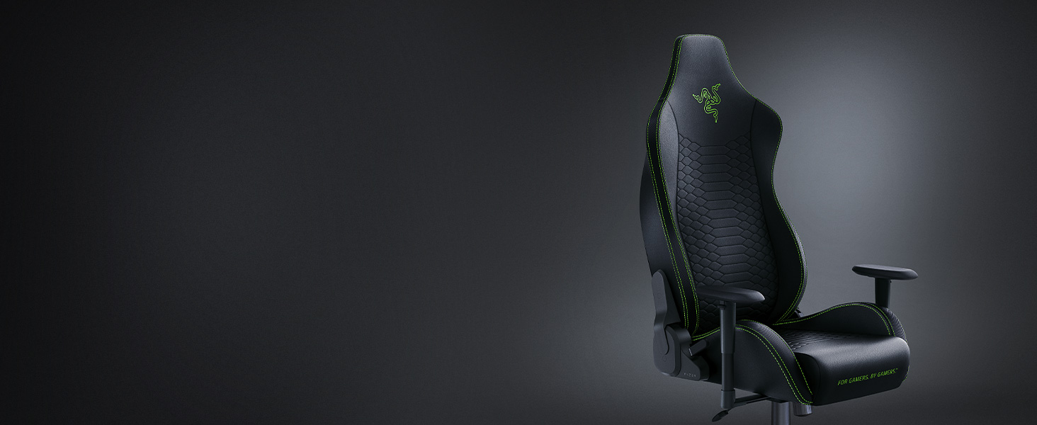 Razer Iskur X Ergonomic For Hardcore Gaming Multi-Layered Leather High-Density Foam - Black/Green