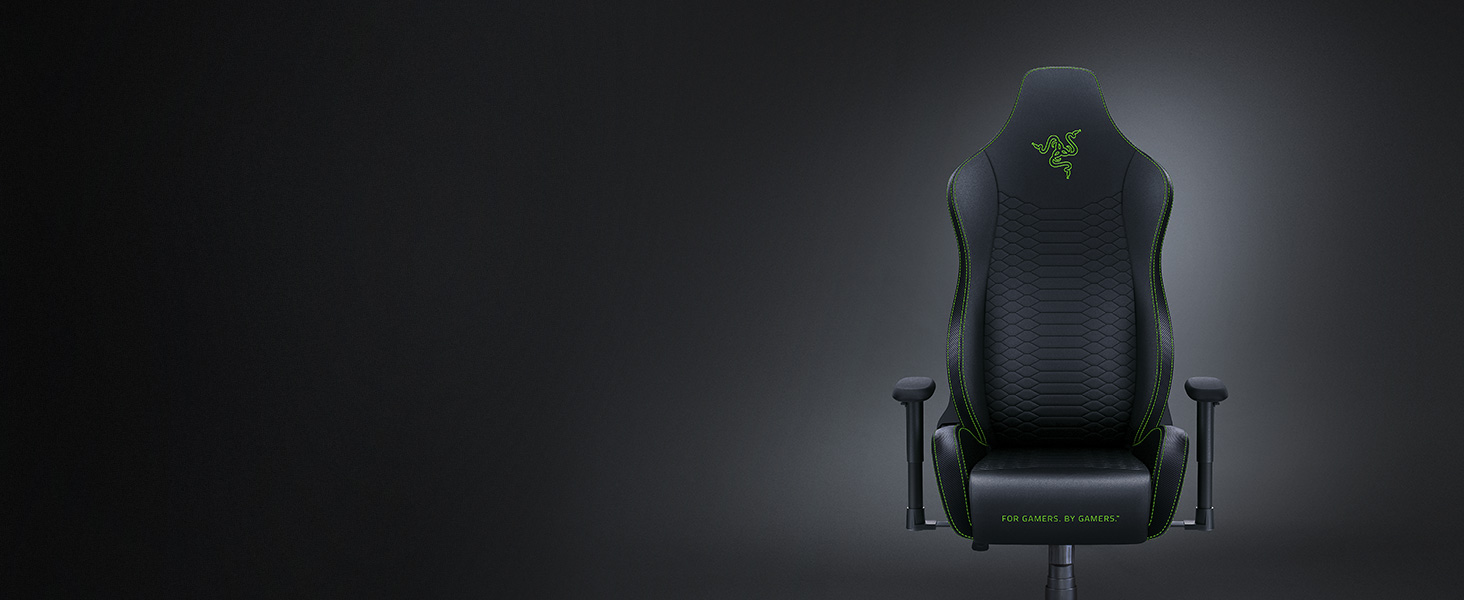 Razer Iskur X Ergonomic For Hardcore Gaming Multi-Layered Leather High-Density Foam - Black/Green