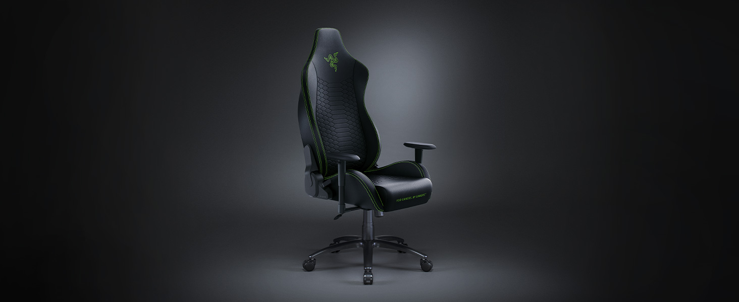 Razer Iskur X Ergonomic For Hardcore Gaming Multi-Layered Leather High-Density Foam - Black/Green