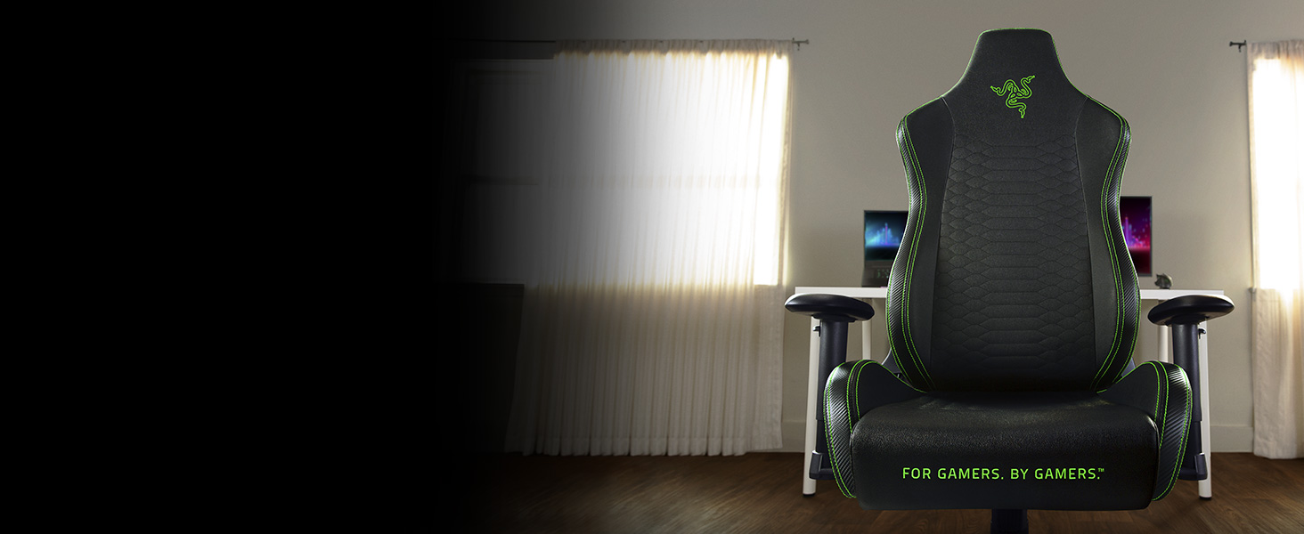 Razer Iskur X Ergonomic For Hardcore Gaming Multi-Layered Leather High-Density Foam - Black/Green