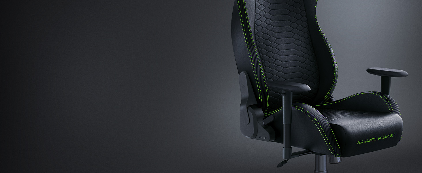 Razer Iskur X Ergonomic For Hardcore Gaming Multi-Layered Leather High-Density Foam - Black/Green