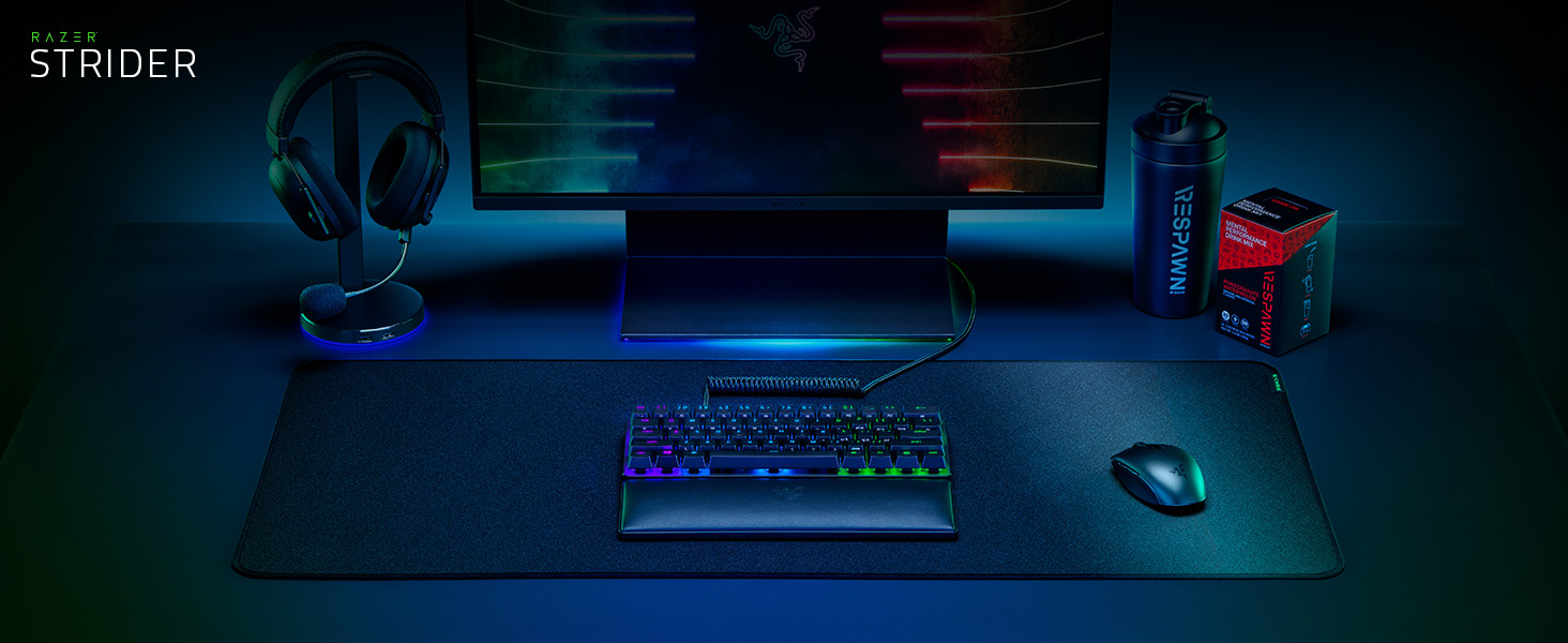 Razer Strider Hybrid Mouse Mat a Soft Base & Smooth Glide Anti-Fraying Stitched Edges - XXL