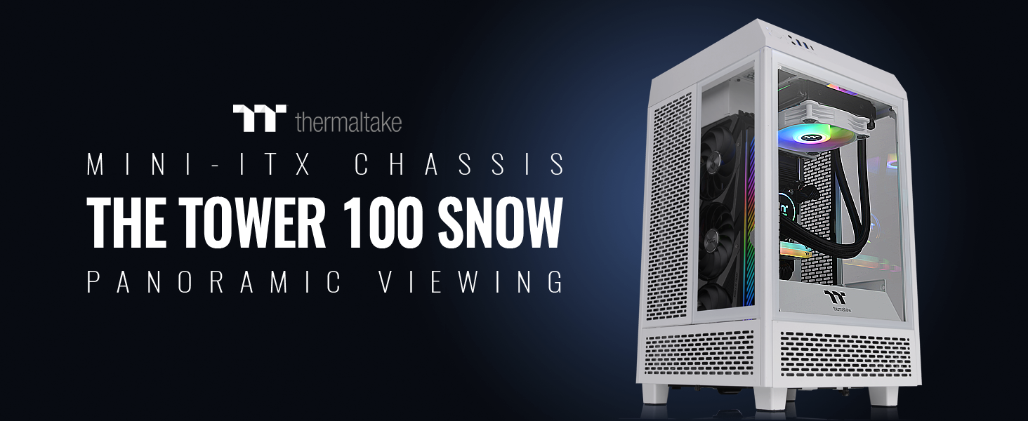 Thermaltake The Tower 100 Mini Tower Tempered Glass M-ITX Case - White