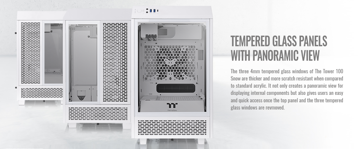 Thermaltake The Tower 100 Mini Tower Tempered Glass M-ITX Case - White