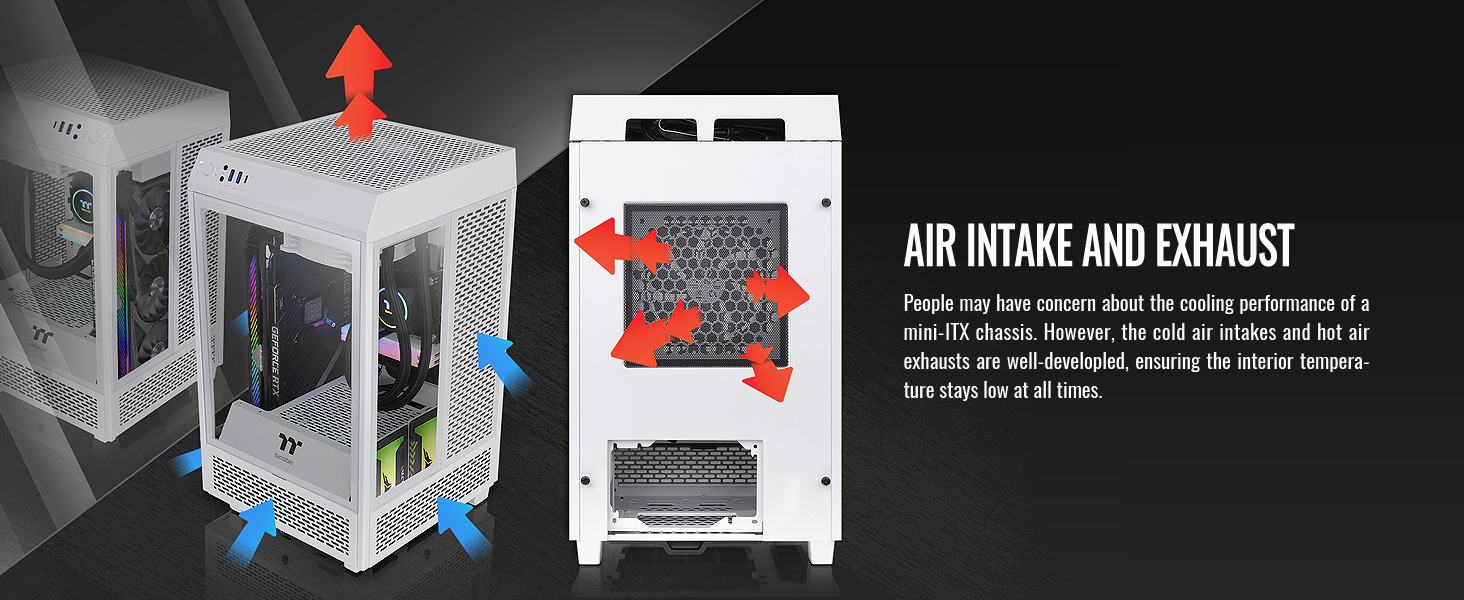 Thermaltake The Tower 100 Mini Tower Tempered Glass M-ITX Case - White