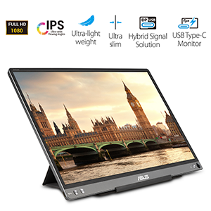 ASUS ZenScreen MB16ACE 15.6” IPS Full HD Portable USB Type-C Eye Care w/ Smart Case