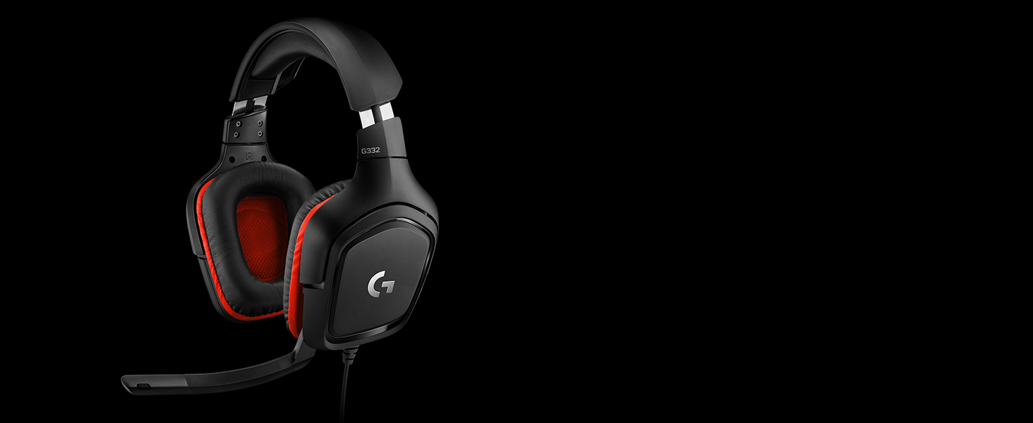 Logitech G332 Rotating Leatherette Ear Cups 3.5 mm Audio Jack Flip-to-Mute Mic PC,Xbox & PS , Black
