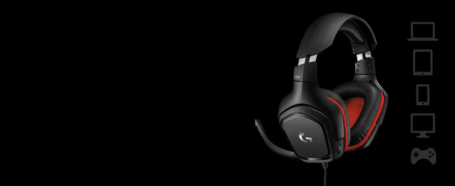 Logitech G332 Rotating Leatherette Ear Cups 3.5 mm Audio Jack Flip-to-Mute Mic PC,Xbox & PS , Black