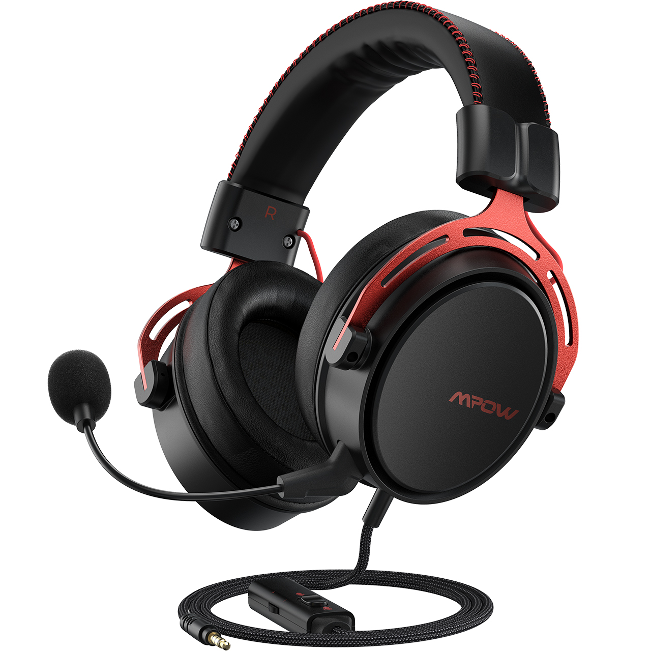 Mpow Air SE Headset 3D Surround In-Line Control For PC/PS4/PS5/Xbox/Switch , Red