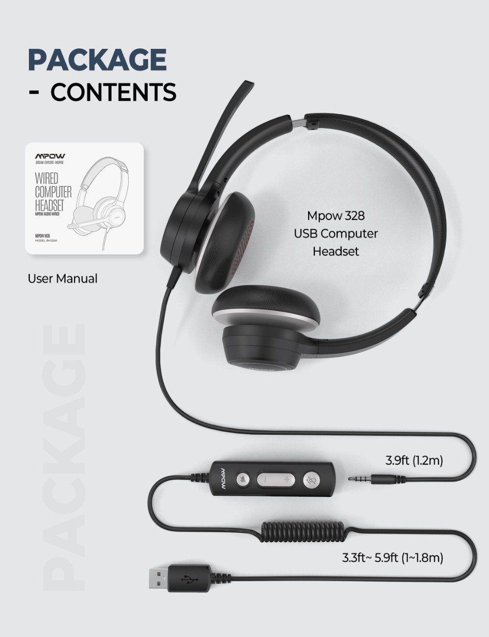 Mpow HC6 Office Headset with Mic USB Noise Reduction for Call Center Skype PC Cellphone
