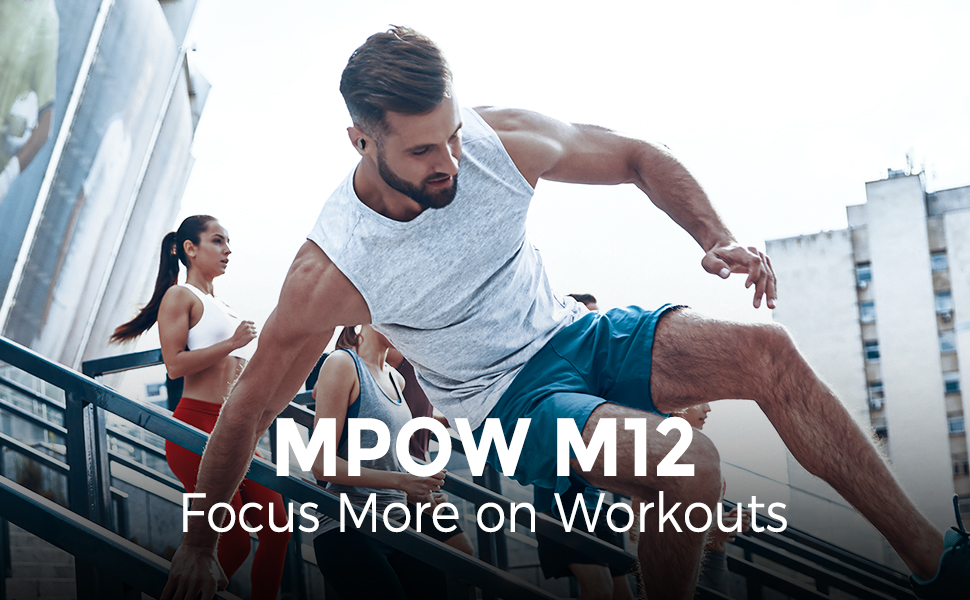 Mpow M12 Earbuds Wireless & USB-C Charging w/Dual Mic 25 Hours , Black