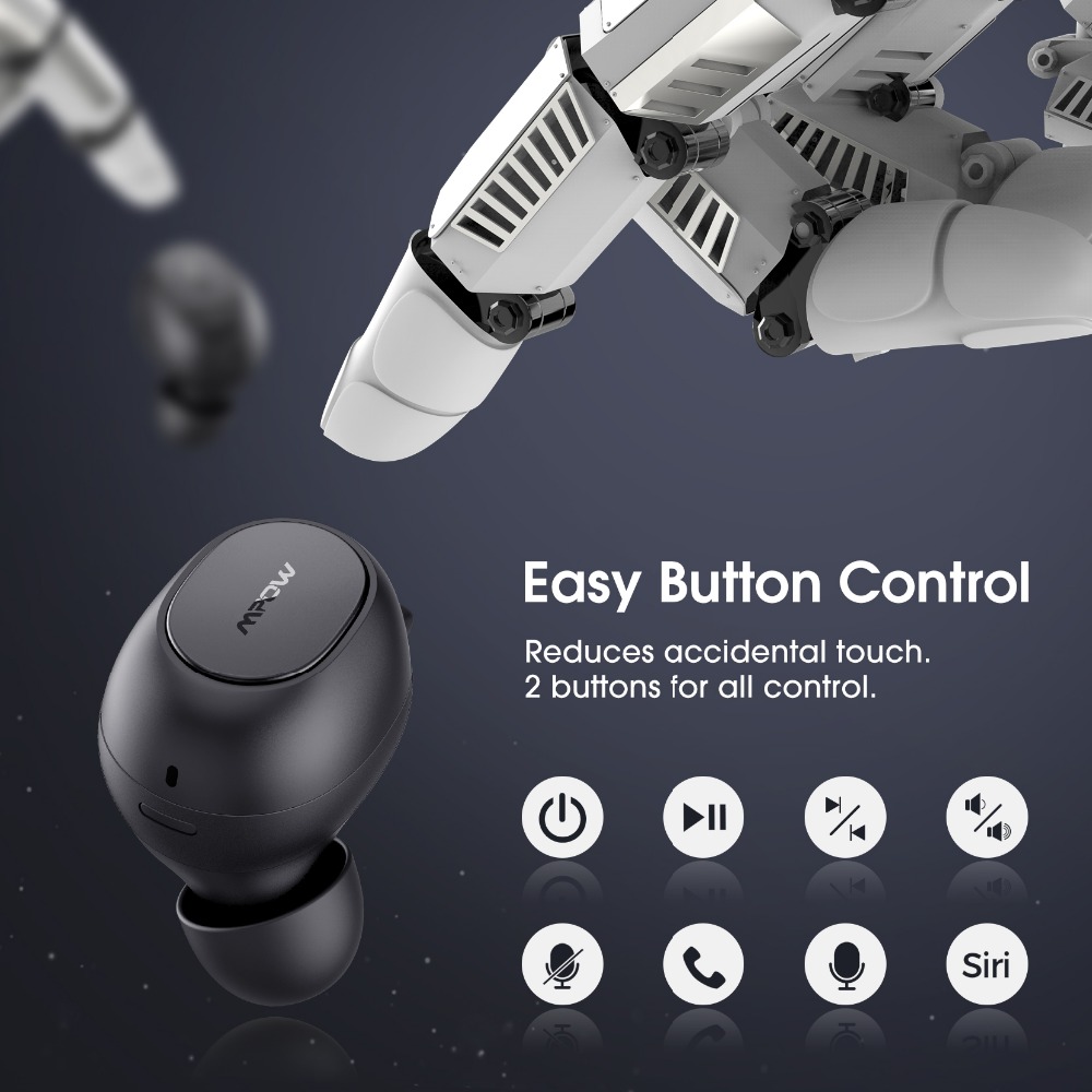 Mpow MDots In-Ear Bluetooth 5.0 Waterproof 20Hrs Playtime & Noise Cancel Mic