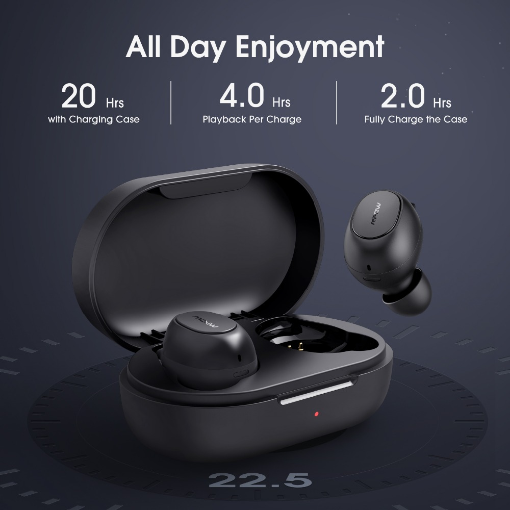 Mpow MDots In-Ear Bluetooth 5.0 Waterproof 20Hrs Playtime & Noise Cancel Mic