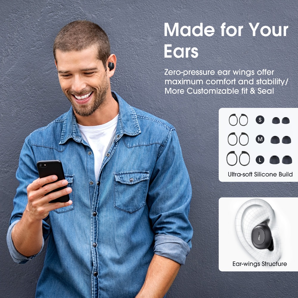 Mpow MDots In-Ear Bluetooth 5.0 Waterproof 20Hrs Playtime & Noise Cancel Mic