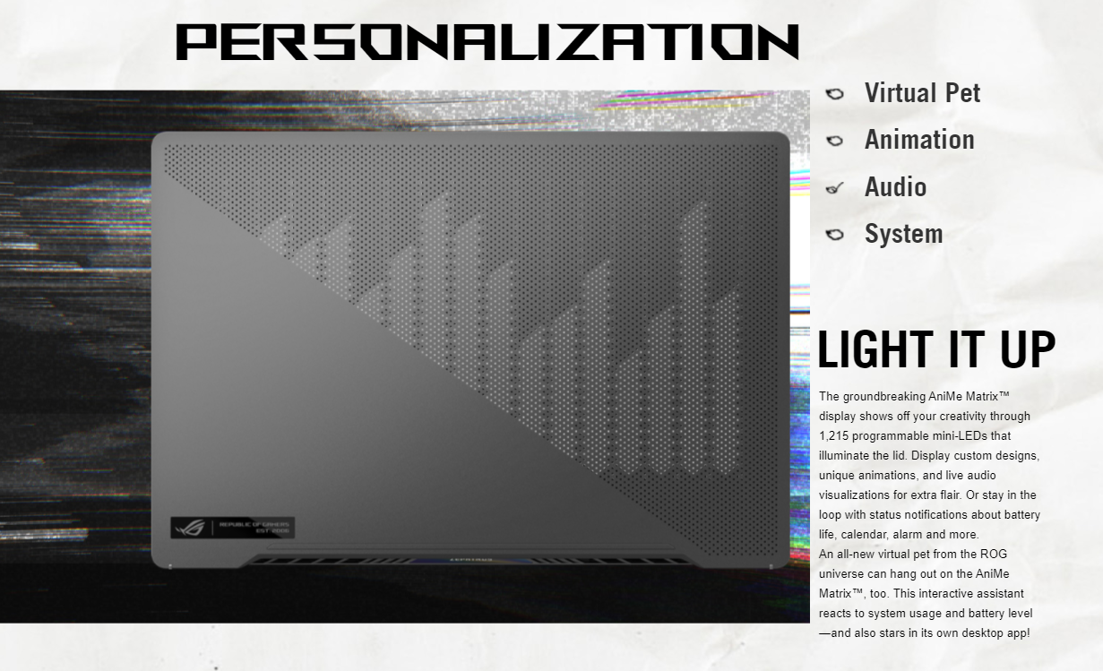 ASUS ROG Zephyrus G14 GA401QM AMD Ryzen 9 5900HS w/RTX 3060 144hz NO AniMe Matrix , White