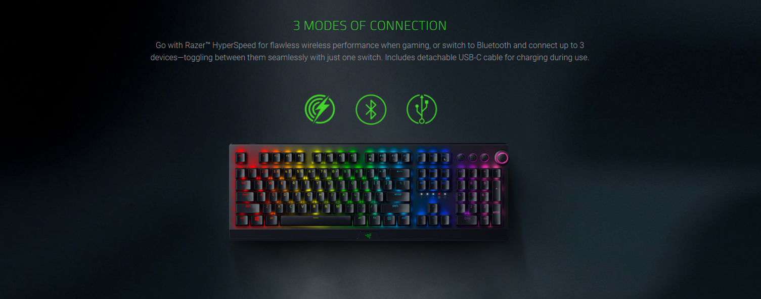 Razer BlackWidow V3 Pro Wireless Mechanical Gaming Keyboard - Green Switch