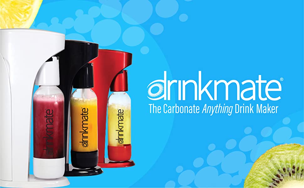 DrinkMate Water & Soda Machine, Carbonates Any Drink , Cylinder Included - Black