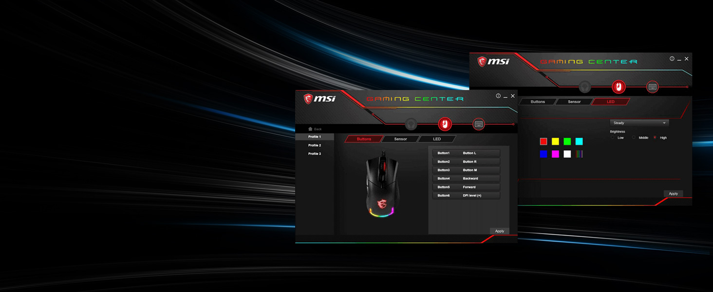 MSI CLUTCH GM50 USB RGB Adjustable up to 7200 DPI 1ms 6 Buttons