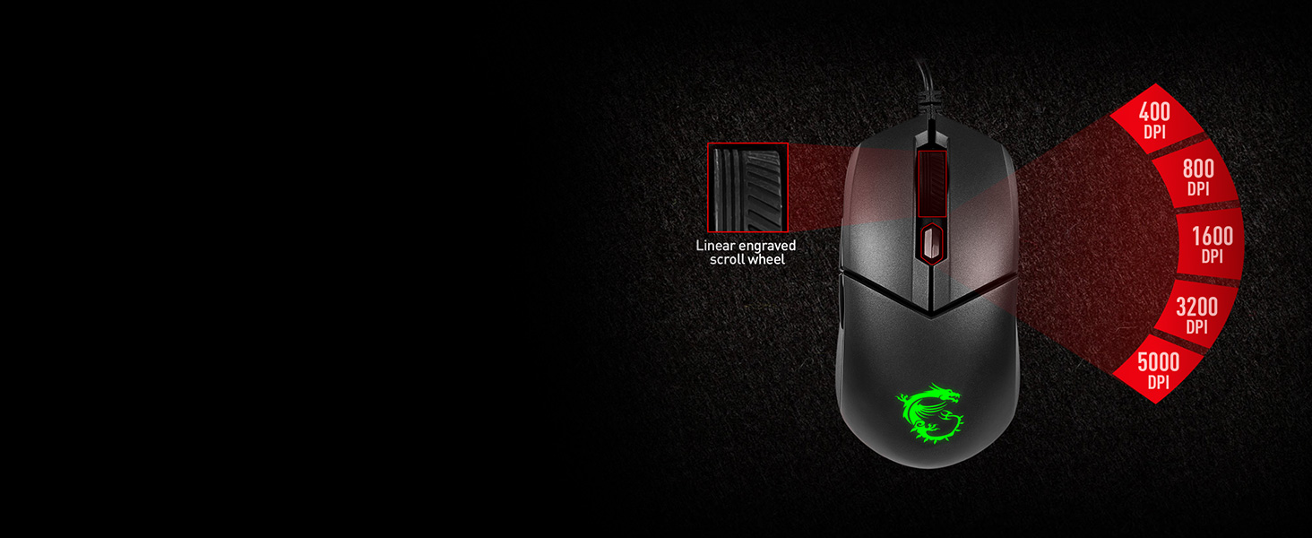MSI Clutch GM11 Gaming 5000 Adjustable DPI RGB USB Gaming Grade Optical