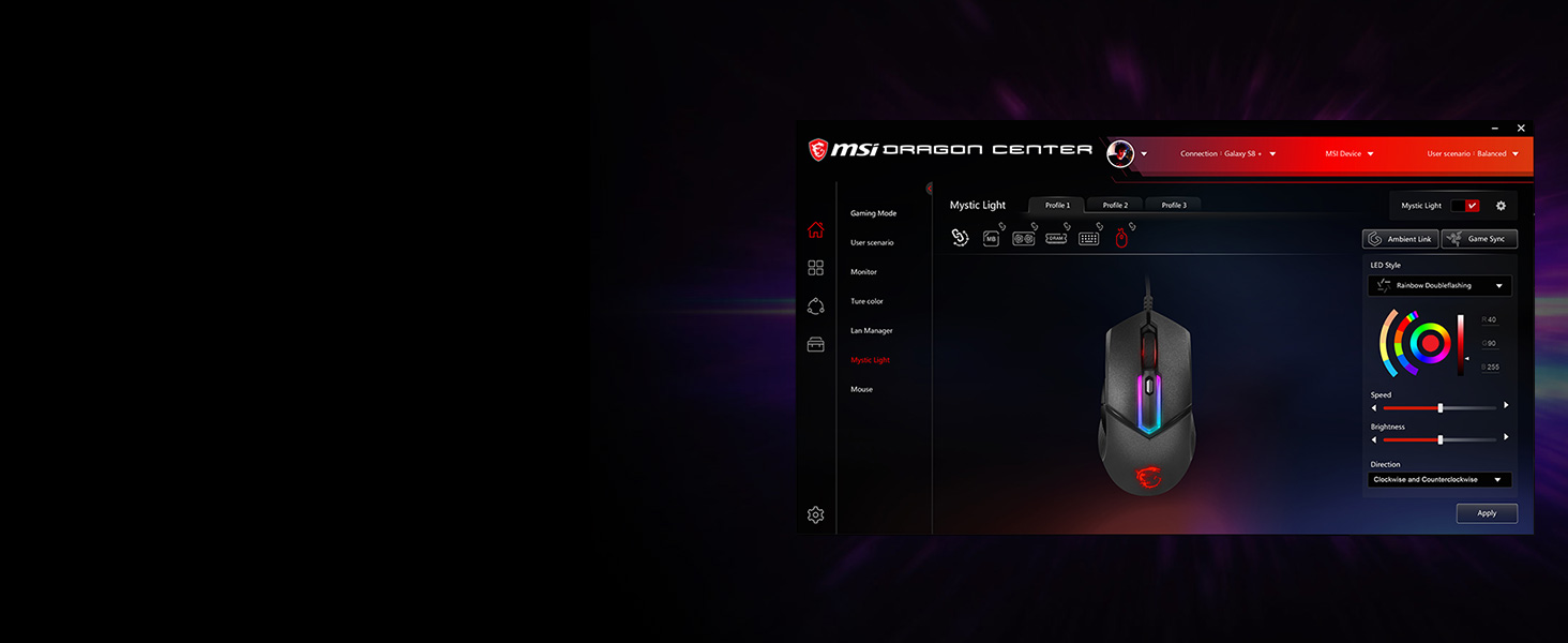 MSI Clutch GM30 6200 DPI Adjustable Omron Switch Symmetrical Design RGB