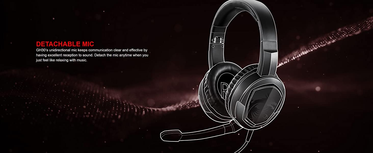 MSI Immerse GH30 V2 Detachable Microphone Lightweight & Foldable 7.1 Surround