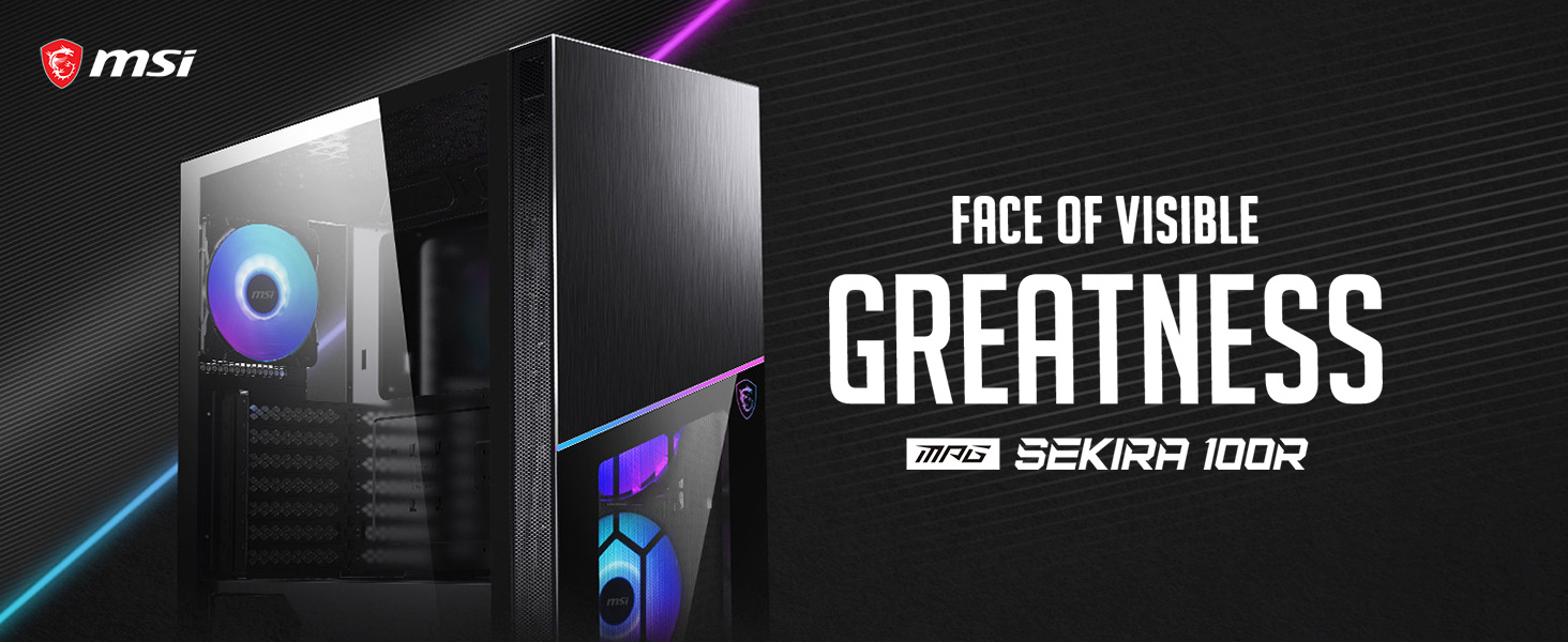 MSI MPG SEKIRA 100R Tempered Glass Mid-Tower Gaming PC Case