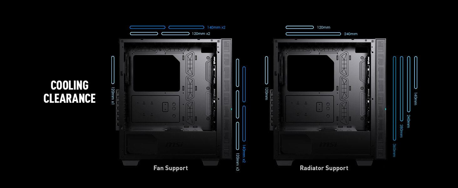 MSI MPG SEKIRA 100R Tempered Glass Mid-Tower Gaming PC Case