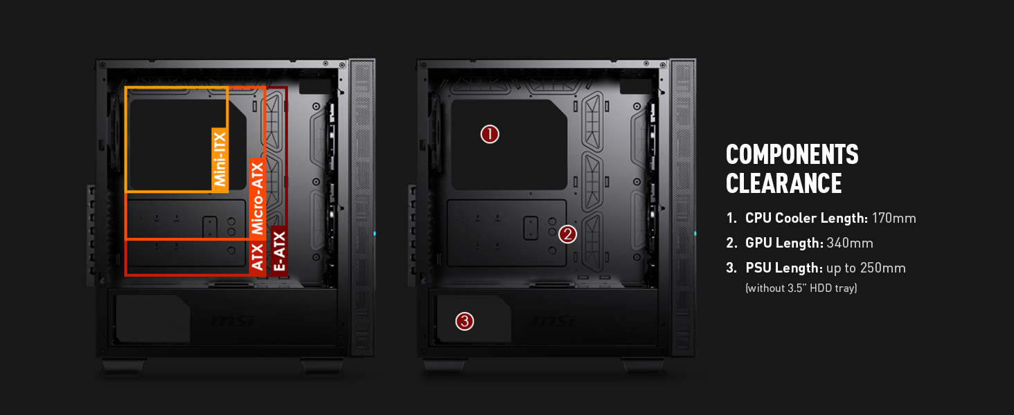 MSI MPG SEKIRA 100R Tempered Glass Mid-Tower Gaming PC Case