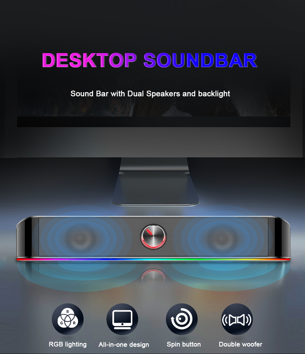 Redragon GS560 Adiemus RGB 2.0ch Speaker with Dynamic Lighting Bar