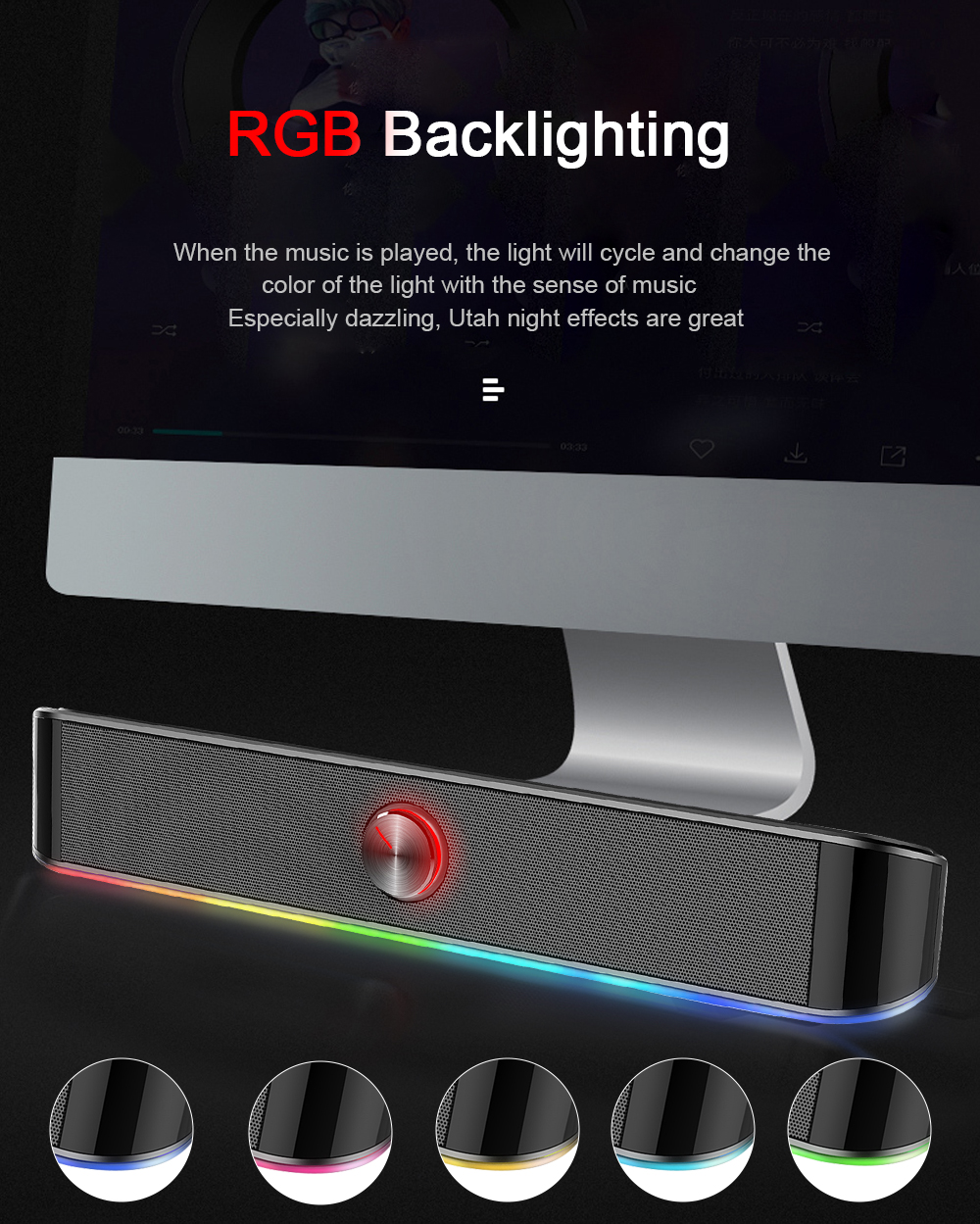 Redragon GS560 Adiemus RGB 2.0ch Speaker with Dynamic Lighting Bar