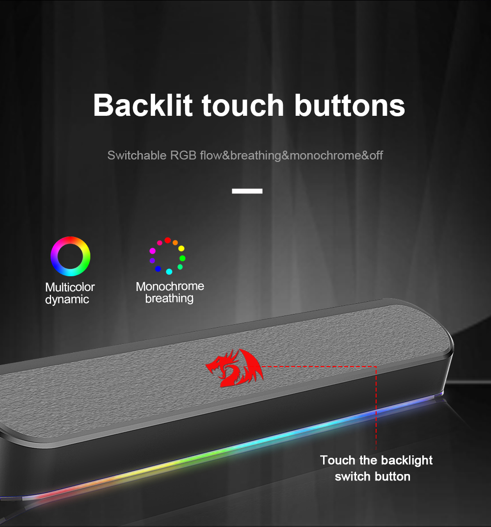Redragon GS560 Adiemus RGB 2.0ch Speaker with Dynamic Lighting Bar
