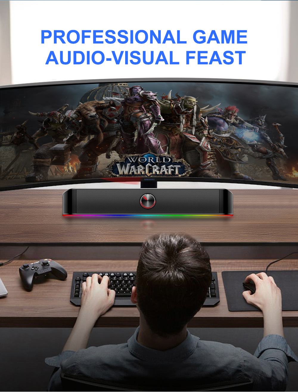 Redragon GS560 Adiemus RGB 2.0ch Speaker with Dynamic Lighting Bar