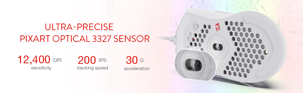 Redragon M808 Storm Lightweight RGB 85g Honeycomb Shell - White