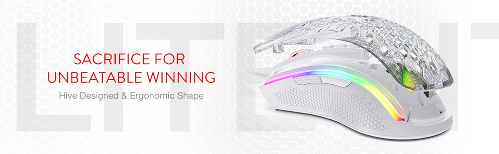 Redragon M808 Storm Lightweight RGB 85g Honeycomb Shell - White