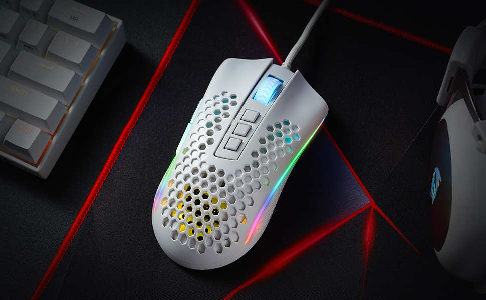 Redragon M808 Storm Lightweight RGB 85g Honeycomb Shell - White