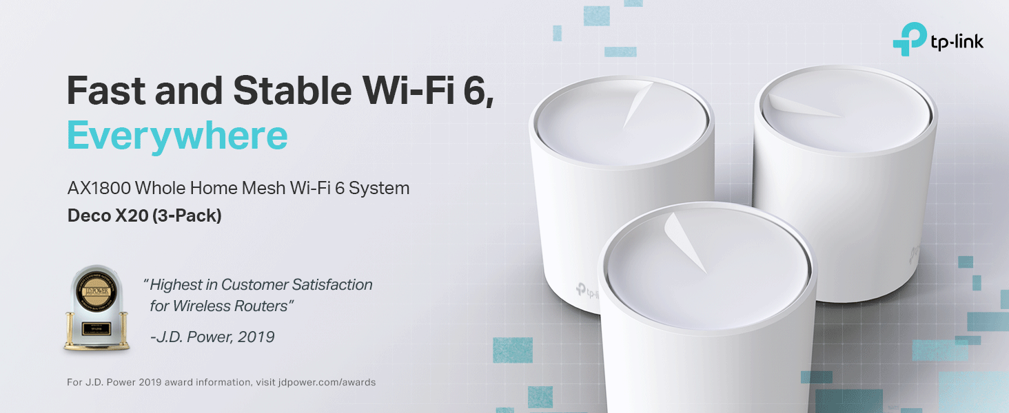 TP-Link Deco X20 AX1800 WIFI 6 Mesh Covers up to 5800 Sq Ft , 3-Pack