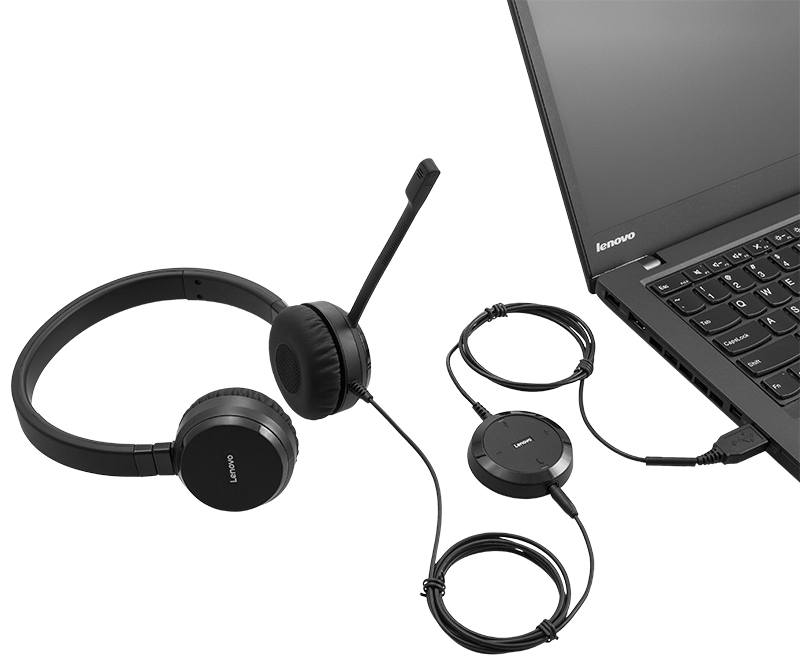 Lenovo Pro Wired Stereo Voip Black Headband Noise Cancelling