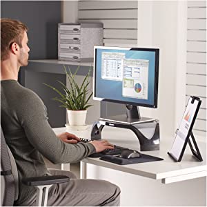 Fellowes Smart Suites Corner Monitor Riser Black