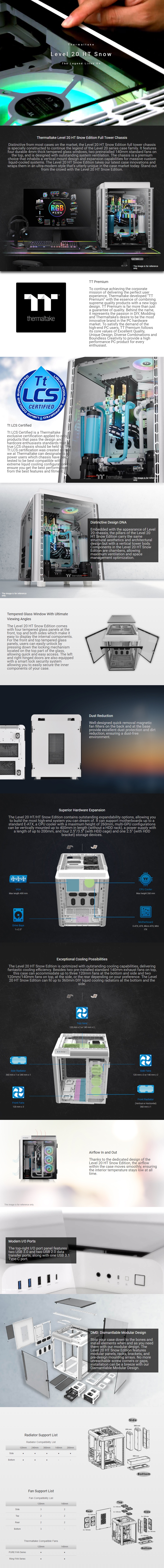 Thermaltake Level 20 HT Snow Edition 4 Fully Modular Tempered Glass