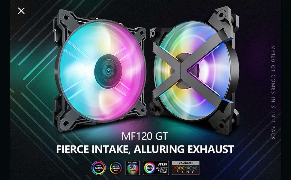 Deepcool MF120 GT (3XFAN) 20 Addressable RGB LEDs Across X Frame