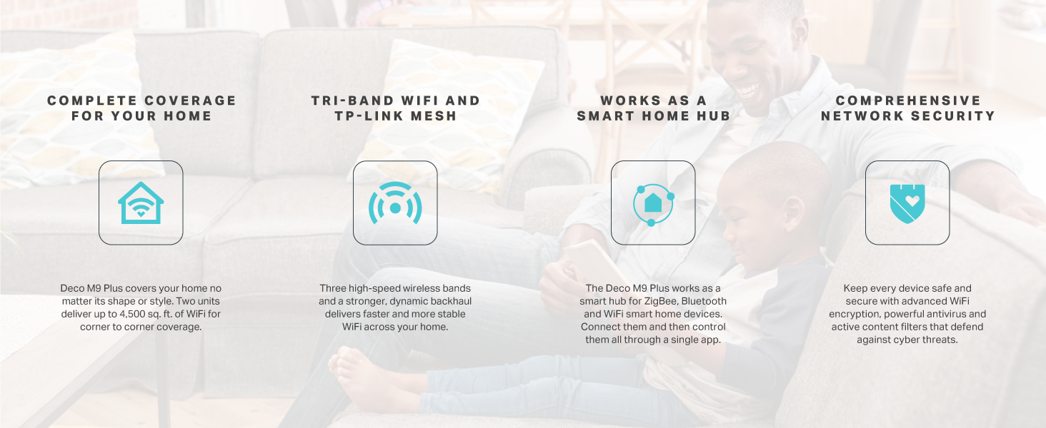 TP-Link Deco M9 AC2200 Smart Home Mesh Wi-Fi System (3-Pack)