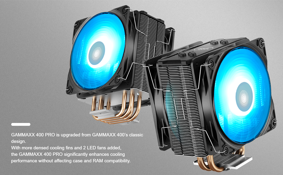 Deepcool GAMMAXX 400 PRO Blue LED Dual Fan CPU Cooler