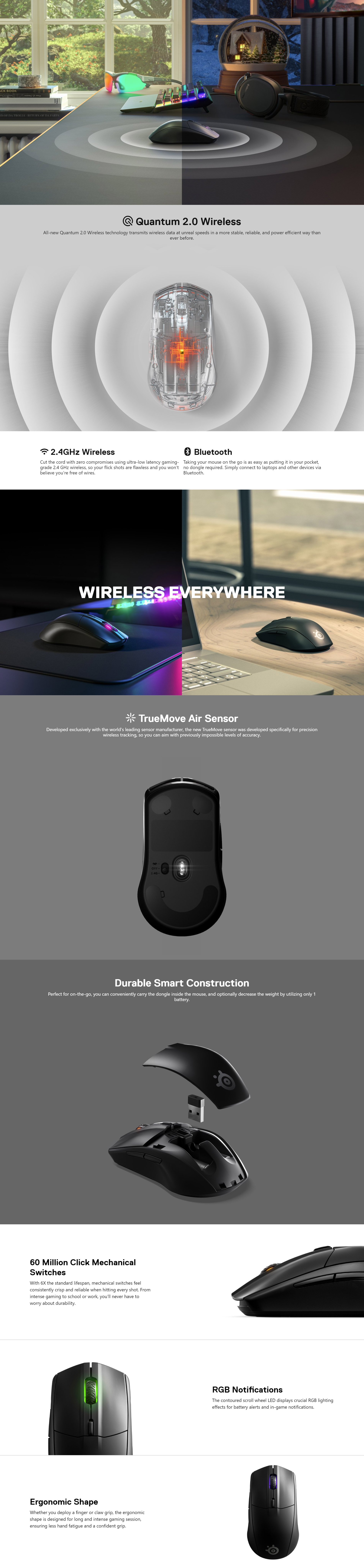 WIRELESS Rival 3 Optical RGB LOW-LATENCY Wireless Mouse