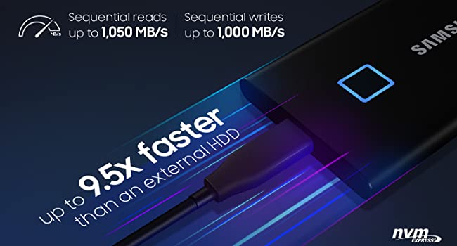 Samsung T7 2TB Touch Portable SSD USB 3.2 Black